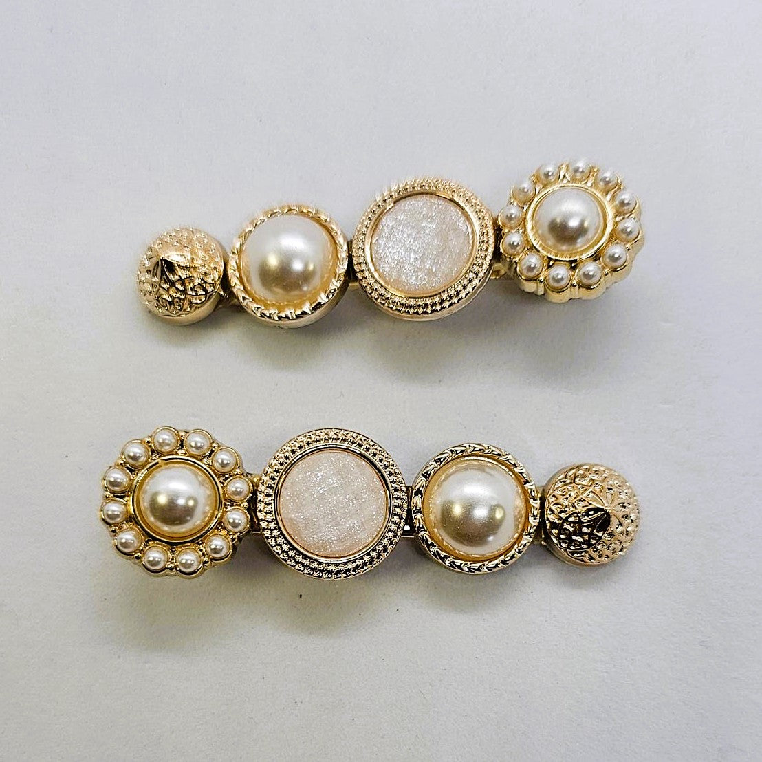 Faith Gold & Pearl Alligator Clip - Pair