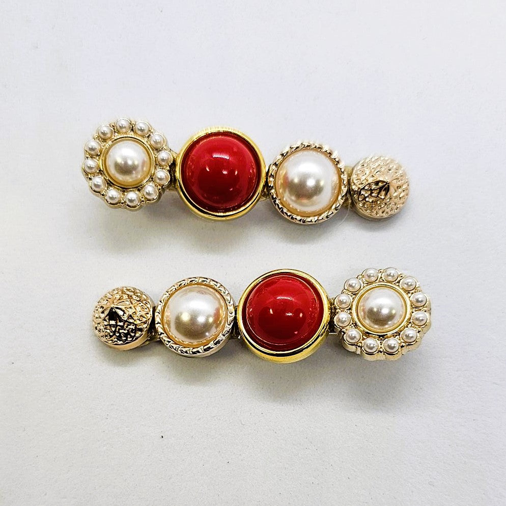 Faith Gold & Pearl Alligator Clip - Pair