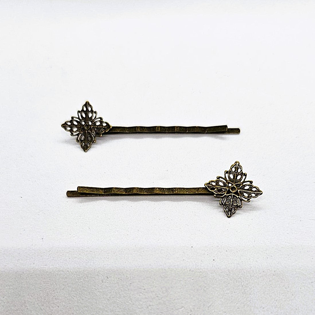 Filigree Antique Brass Hair Slide - Pair