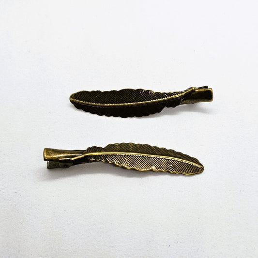 Fallen Leaf Antique Brass Alligator Clip - Pair