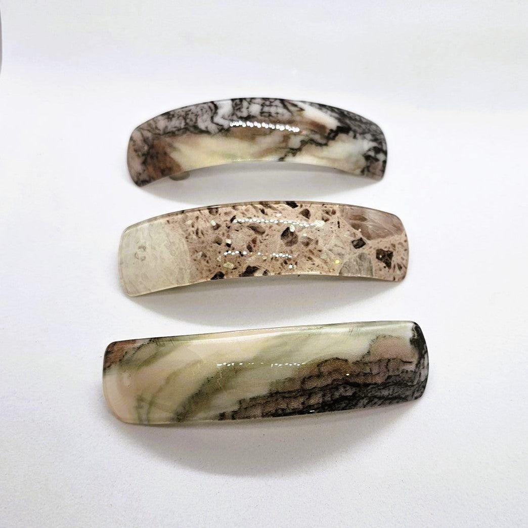 Onyx Large Resin Curved Barrette