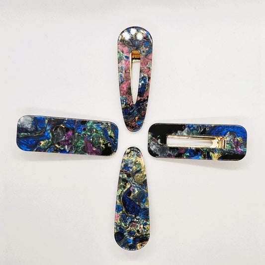Valentia Marbled Resin Alligator Clip - Pair
