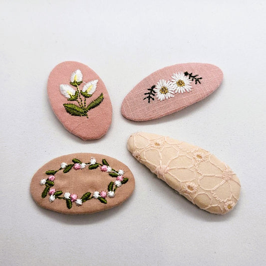 Sonia Junior Machine-Embroidered Snap Clip - Pair