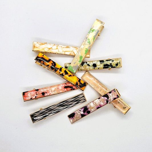 Nadia Gold & Resin Alligator Clip - Pair