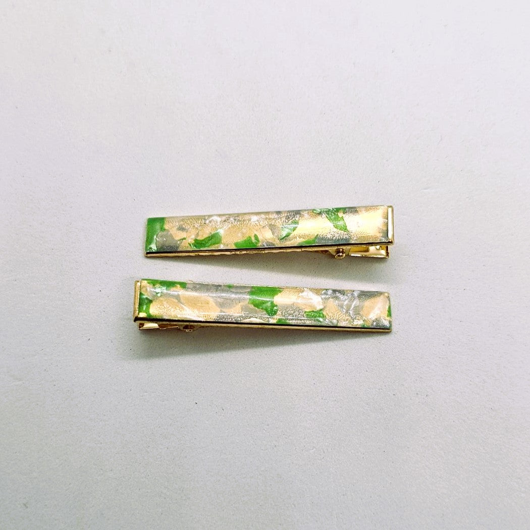 Nadia Gold & Resin Alligator Clip - Pair