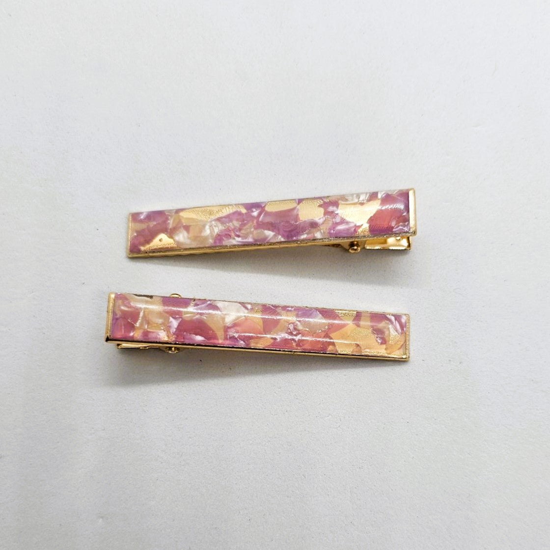Nadia Gold & Resin Alligator Clip - Pair