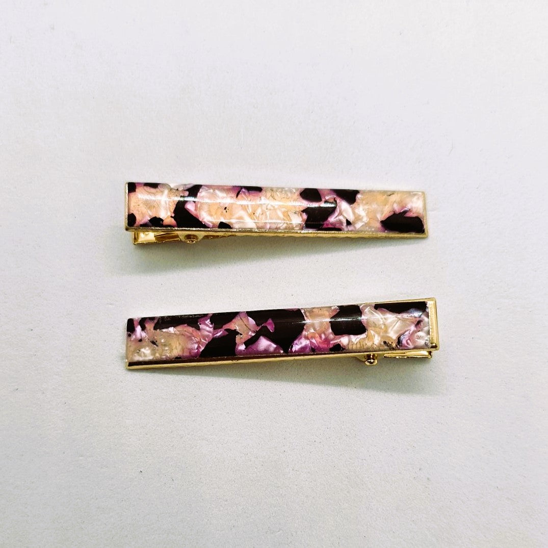 Nadia Gold & Resin Alligator Clip - Pair