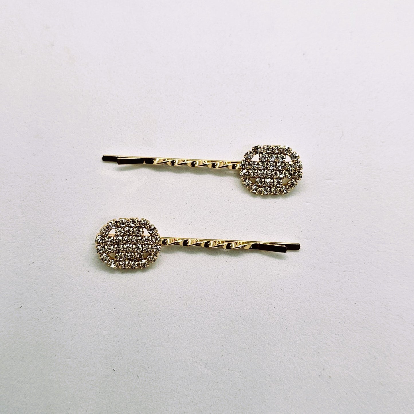 Fleur Gold Crystal & Diamante Hair Slide - Pair