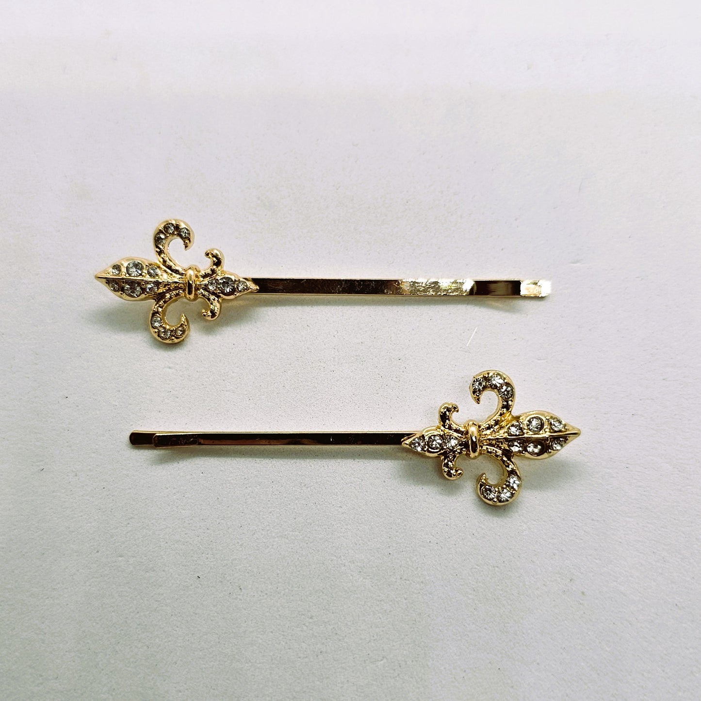 Fleur Gold Crystal & Diamante Hair Slide - Pair