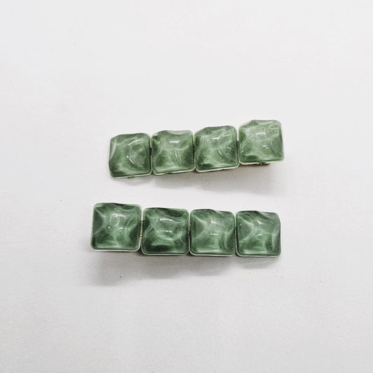 Emerald Resin Alligator Clip - Pair