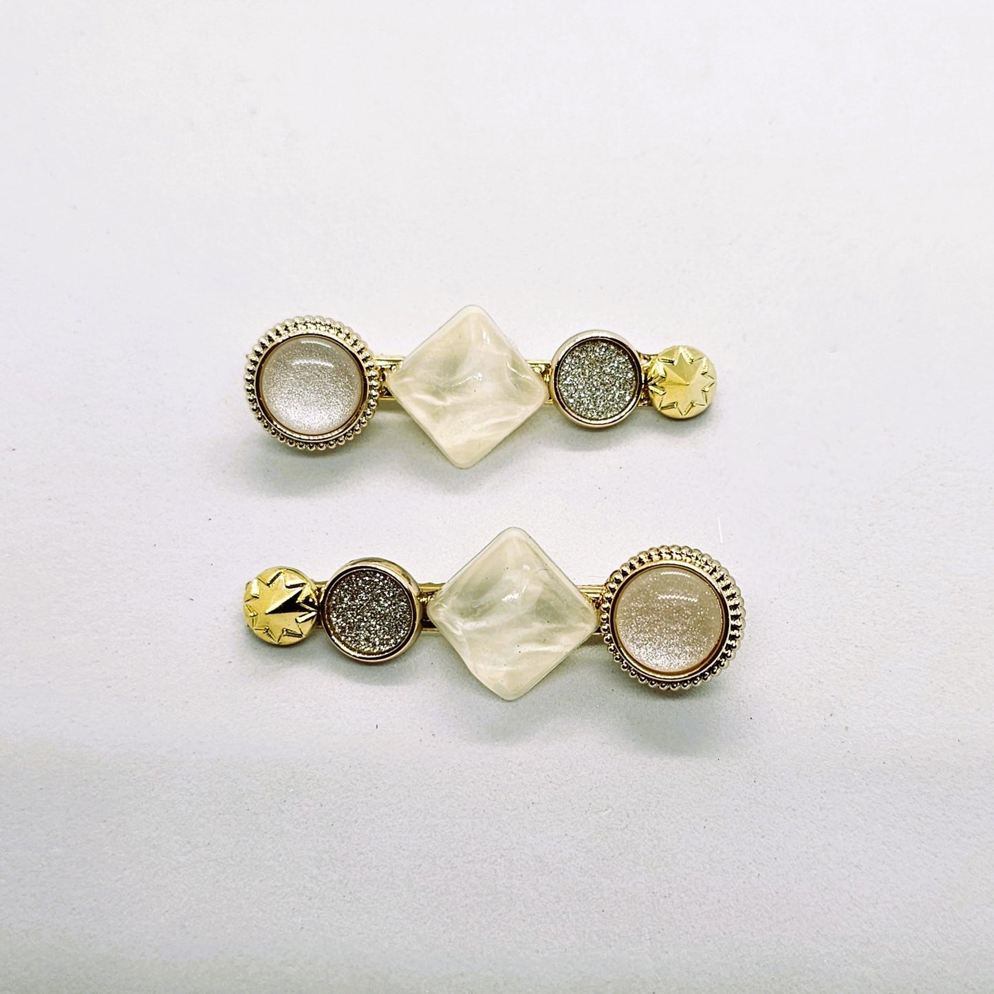 Azure Pearl Gold & Resin Alligator Clip - Pair