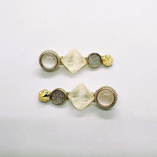 Azure Pearl Gold & Resin Alligator Clip - Pair