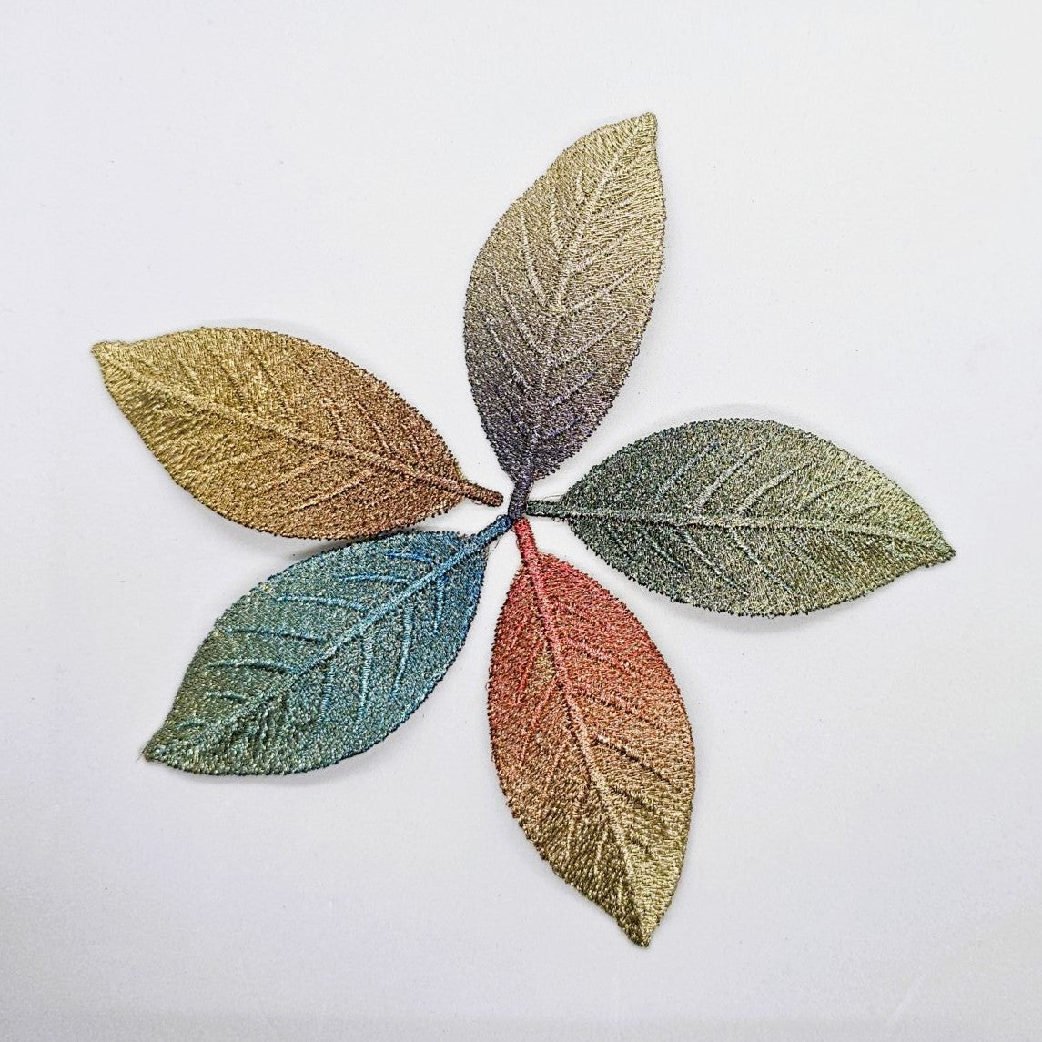 Autumn Leaf Machine Embroidered Snap Clip - Pair