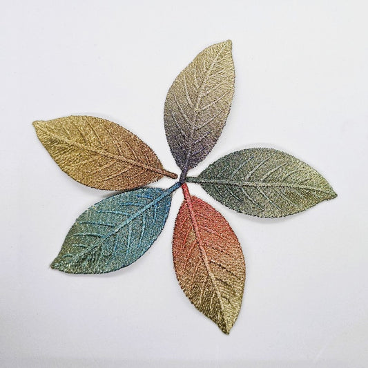 Autumn Leaf Machine Embroidered Snap Clip - Pair