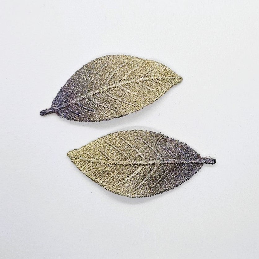 Autumn Leaf Machine Embroidered Snap Clip - Pair