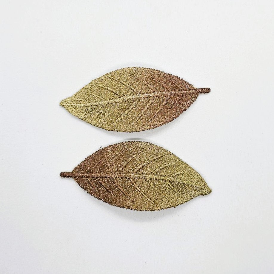 Autumn Leaf Machine Embroidered Snap Clip - Pair