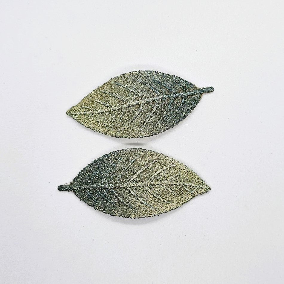 Autumn Leaf Machine Embroidered Snap Clip - Pair