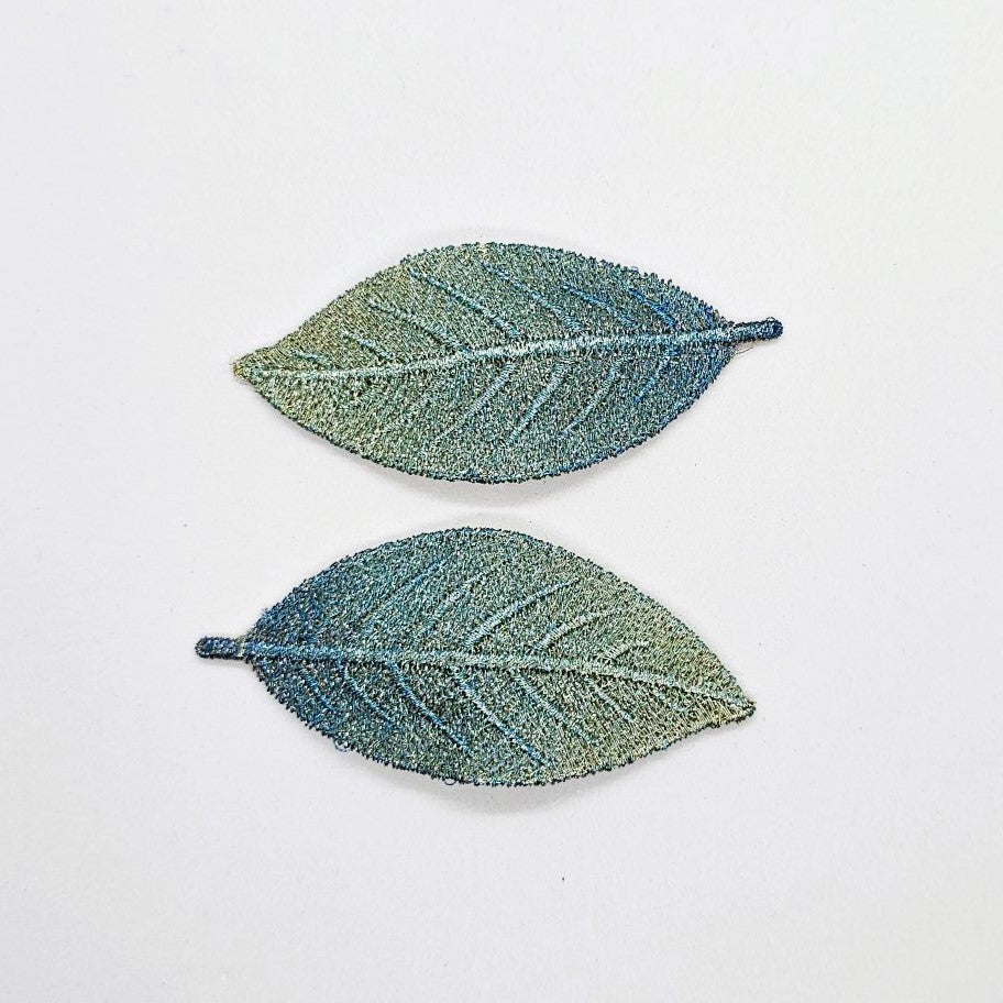 Autumn Leaf Machine Embroidered Snap Clip - Pair