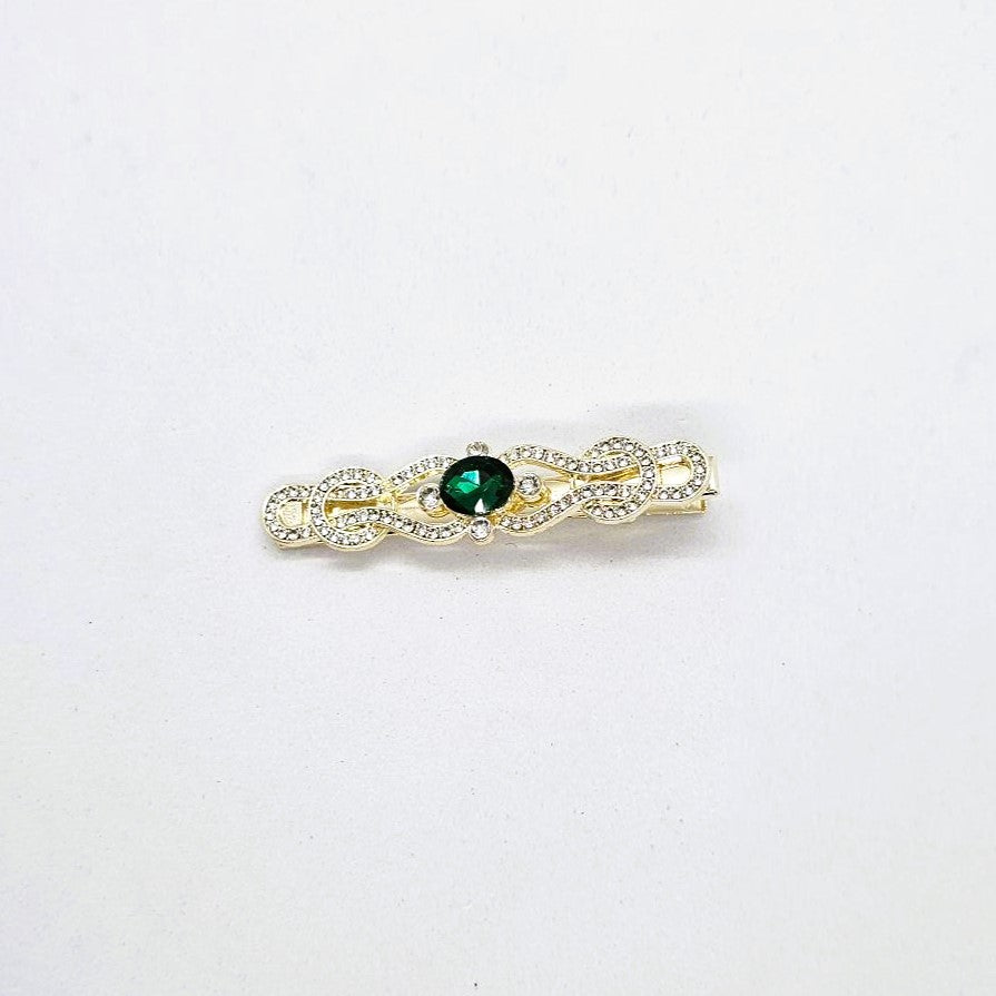 Cleopatra Emerald & Silver Alligator Clip