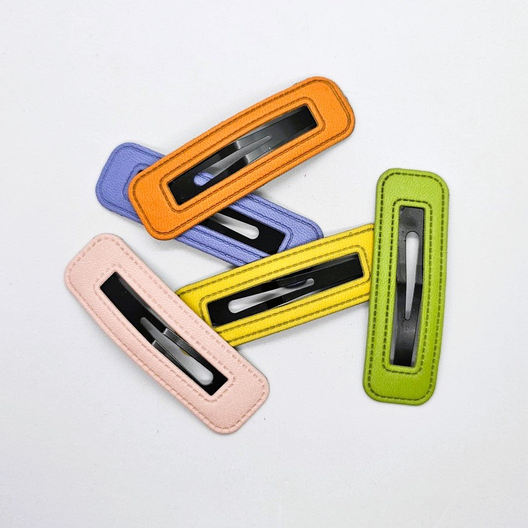 Boxie Brights Faux Leather Snap Clip - Pair