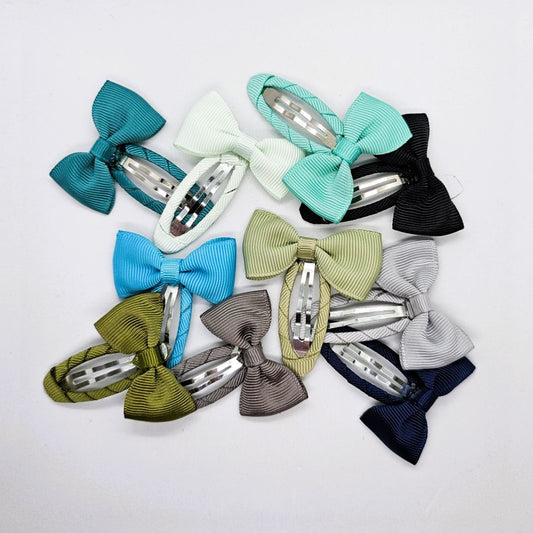 Winona Junior Ribbon Bow Snap Clip - Pair