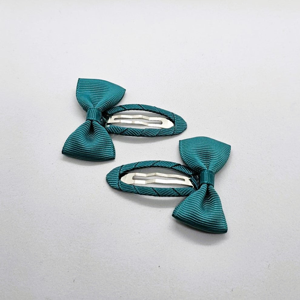 Winona Junior Ribbon Bow Snap Clip - Pair