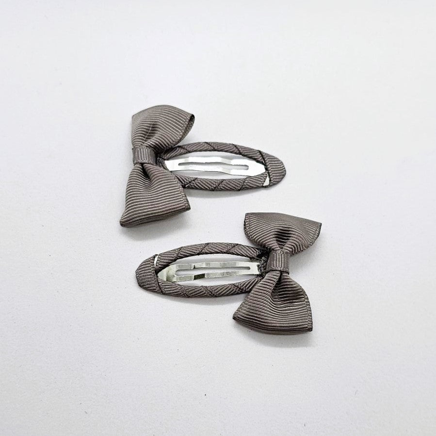 Winona Junior Ribbon Bow Snap Clip - Pair