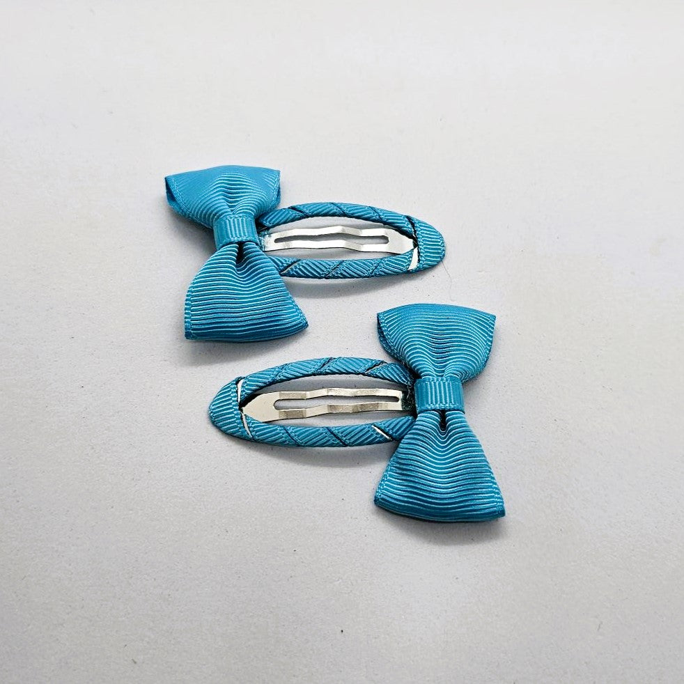 Winona Junior Ribbon Bow Snap Clip - Pair