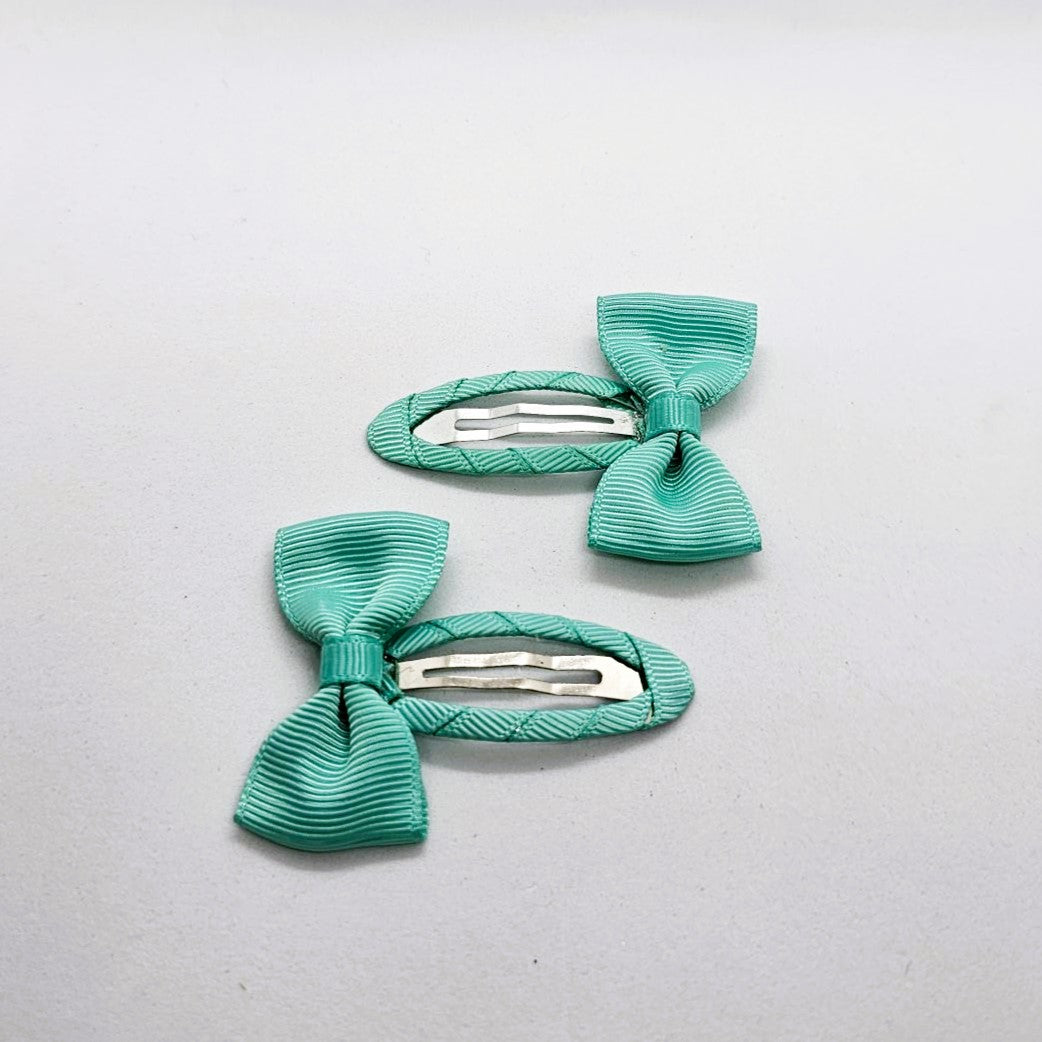 Winona Junior Ribbon Bow Snap Clip - Pair