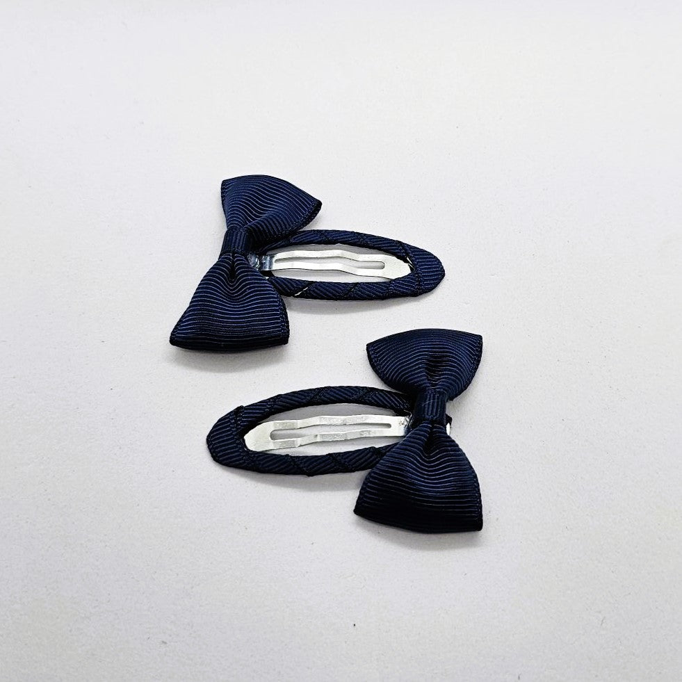Winona Junior Ribbon Bow Snap Clip - Pair