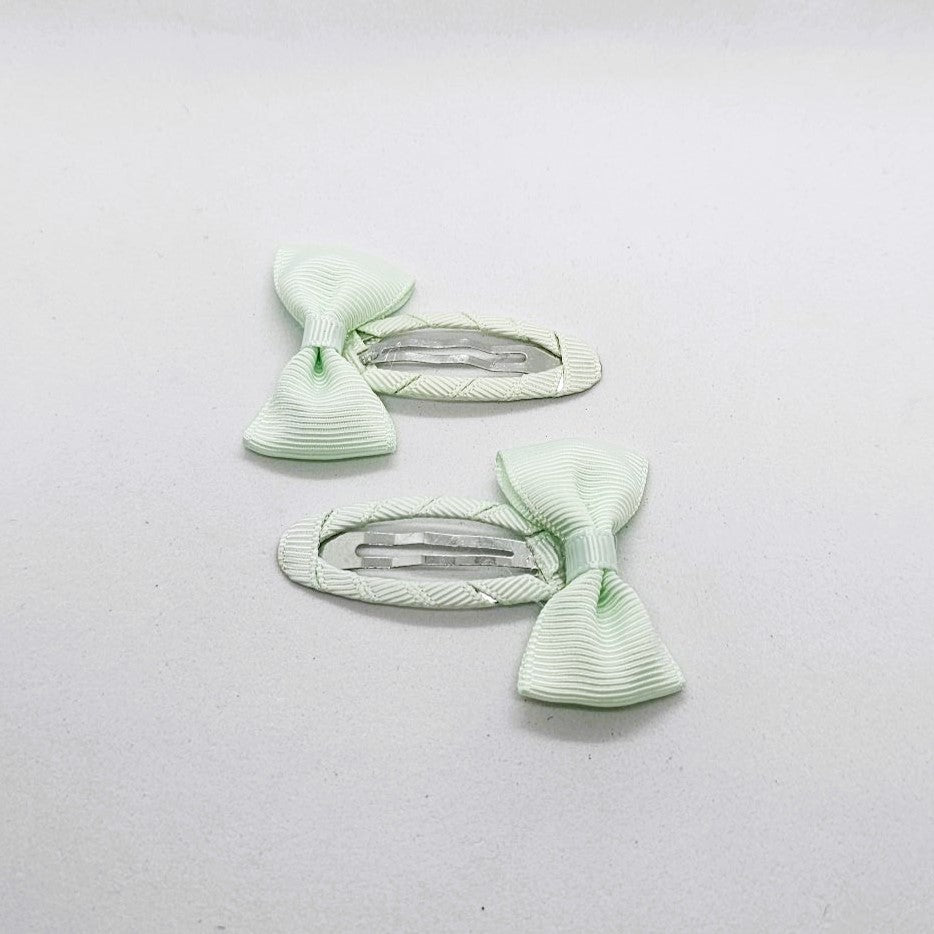 Winona Junior Ribbon Bow Snap Clip - Pair
