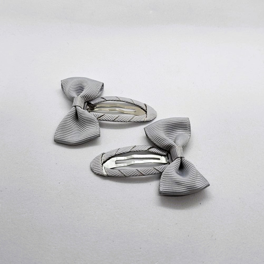 Winona Junior Ribbon Bow Snap Clip - Pair