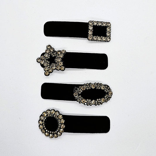 Vienna Velvet & Diamante Snap Clip - Pair