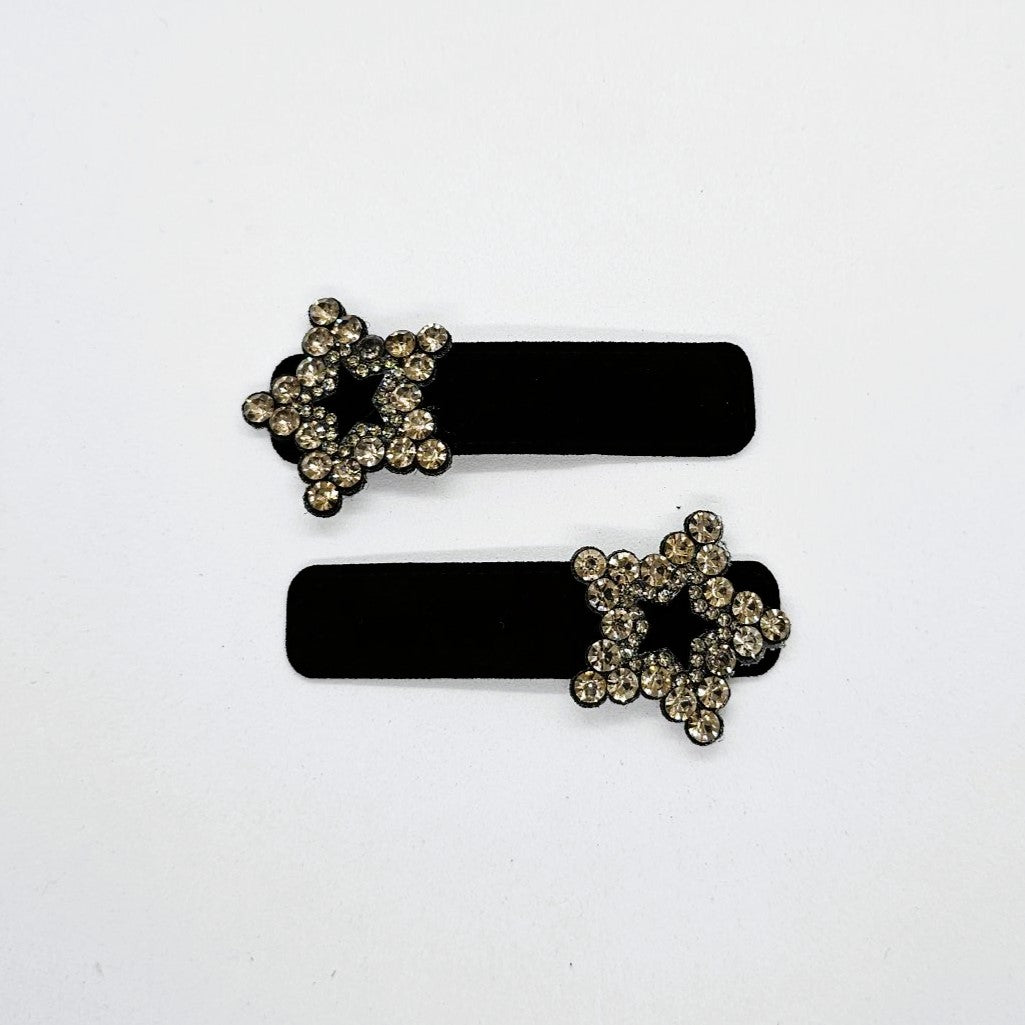 Vienna Velvet & Diamante Snap Clip - Pair