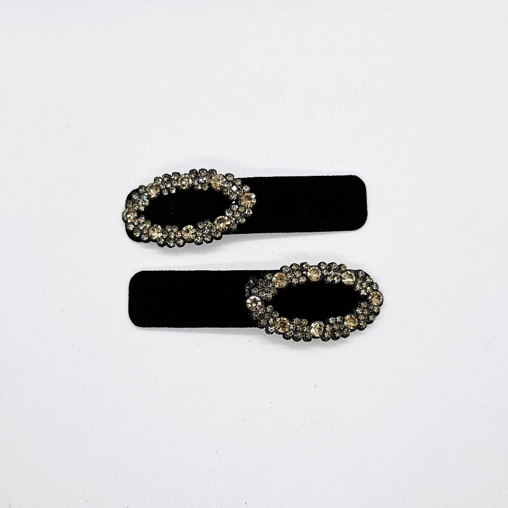 Vienna Velvet & Diamante Snap Clip - Pair