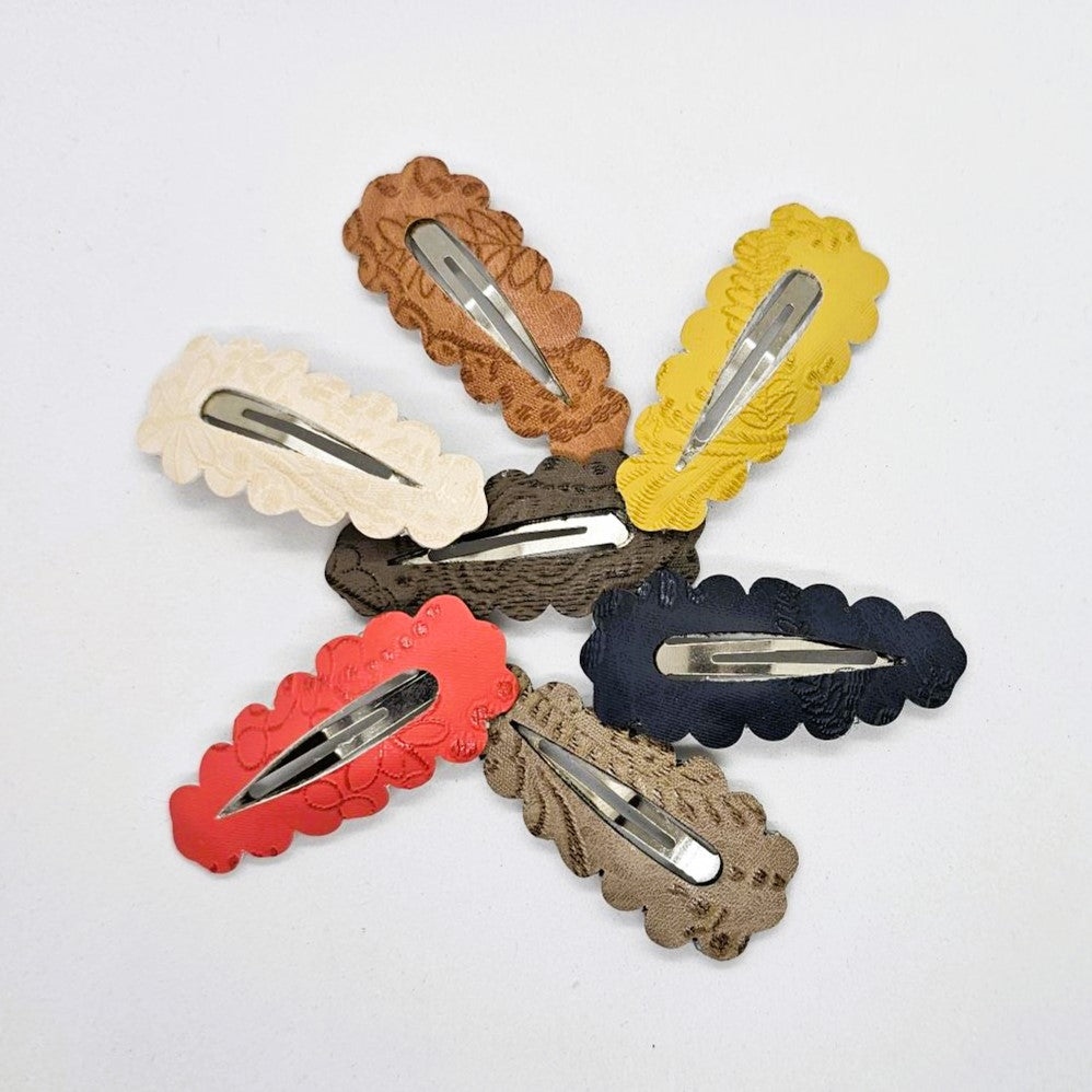 Brocade Handmade Leatherette Snap Clip - Pair