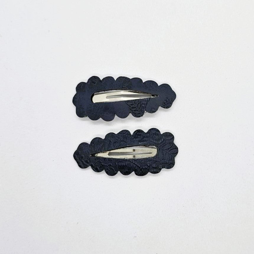 Brocade Handmade Leatherette Snap Clip - Pair