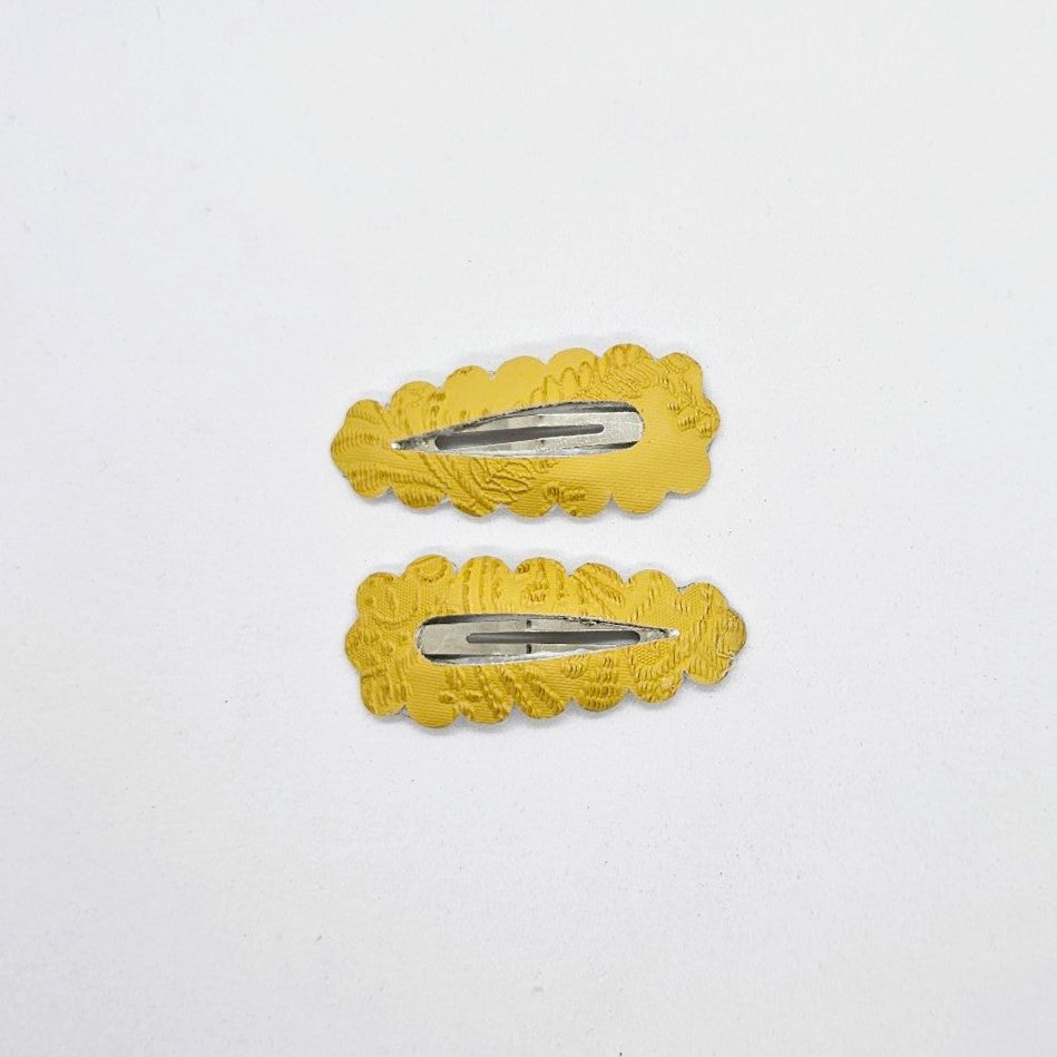 Brocade Handmade Leatherette Snap Clip - Pair