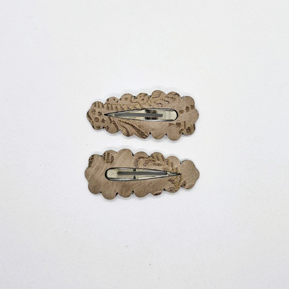 Brocade Handmade Leatherette Snap Clip - Pair