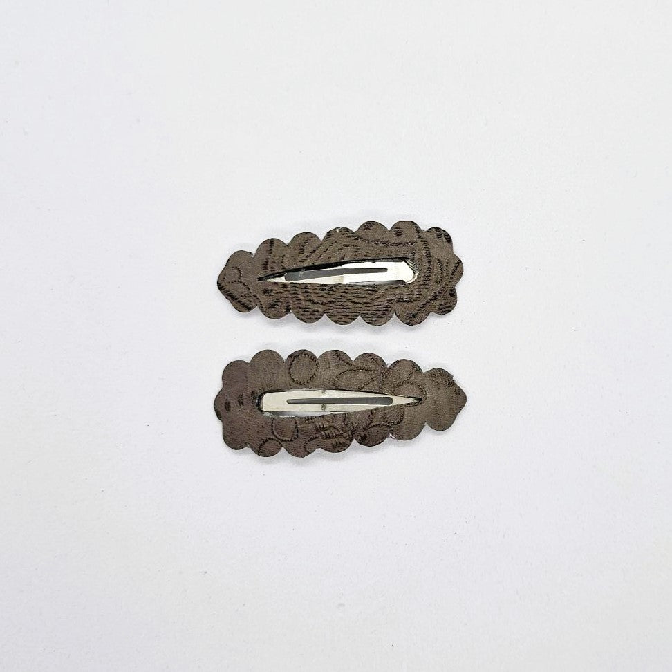 Brocade Handmade Leatherette Snap Clip - Pair