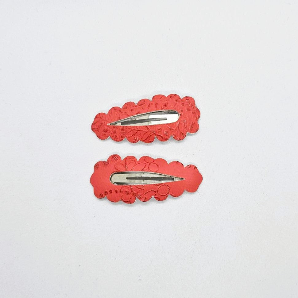 Brocade Handmade Leatherette Snap Clip - Pair