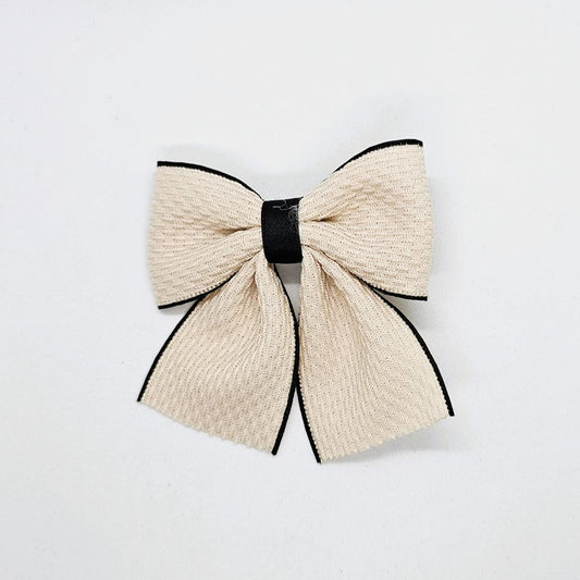 Glenda Cream & Black Textured Fabric Bow