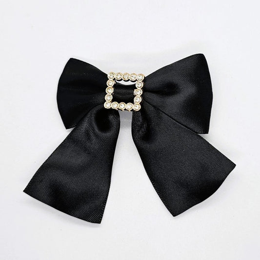 Evelyn Ribbon & Diamante Bow - Alligator Clip