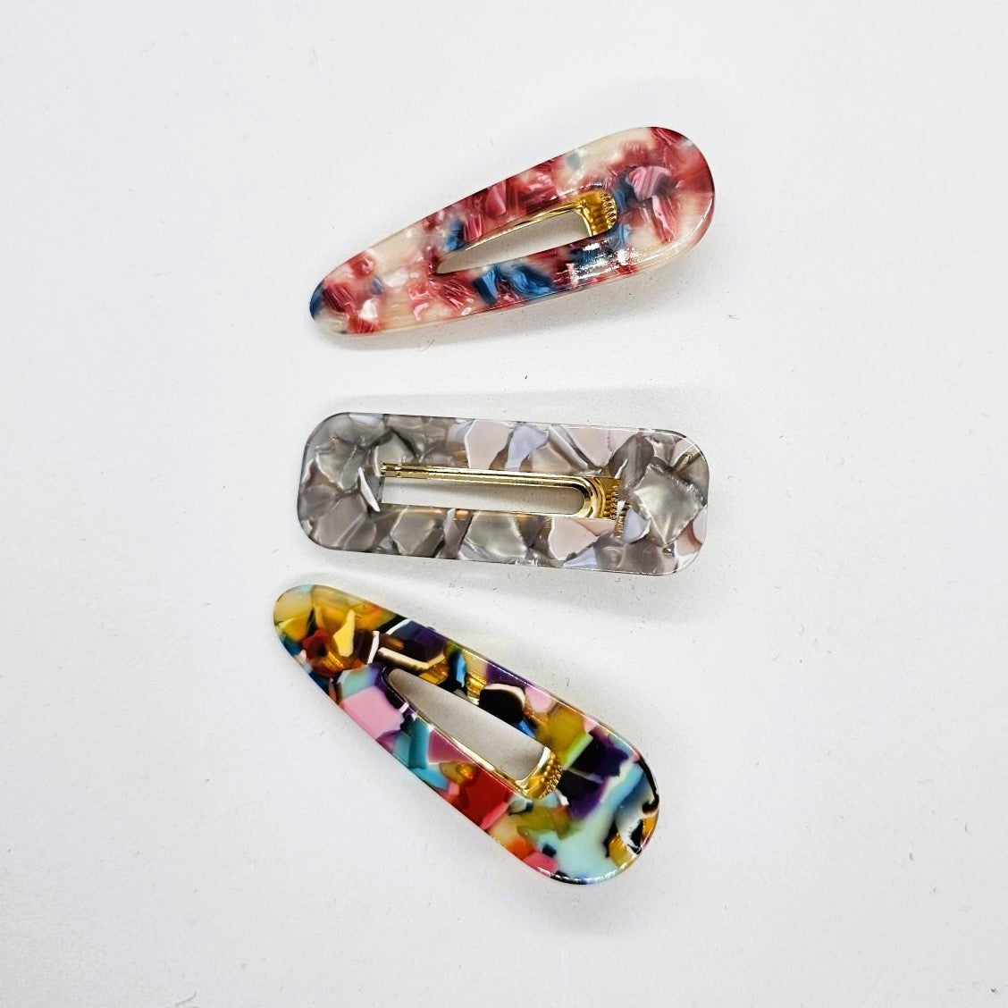 Valentia Marbled Resin Alligator Clip - Pair