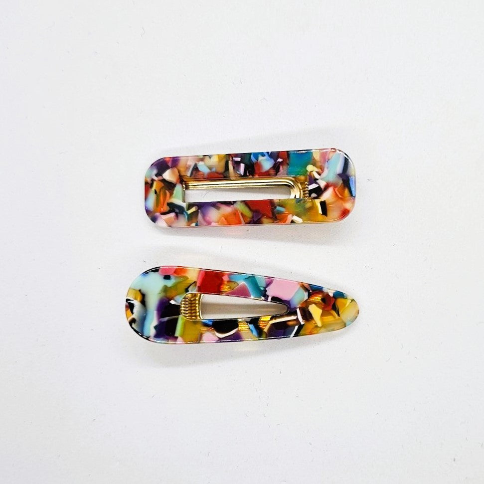 Valentia Marbled Resin Alligator Clip - Pair