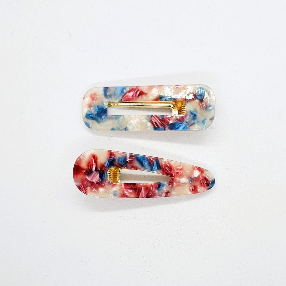 Valentia Marbled Resin Alligator Clip - Pair
