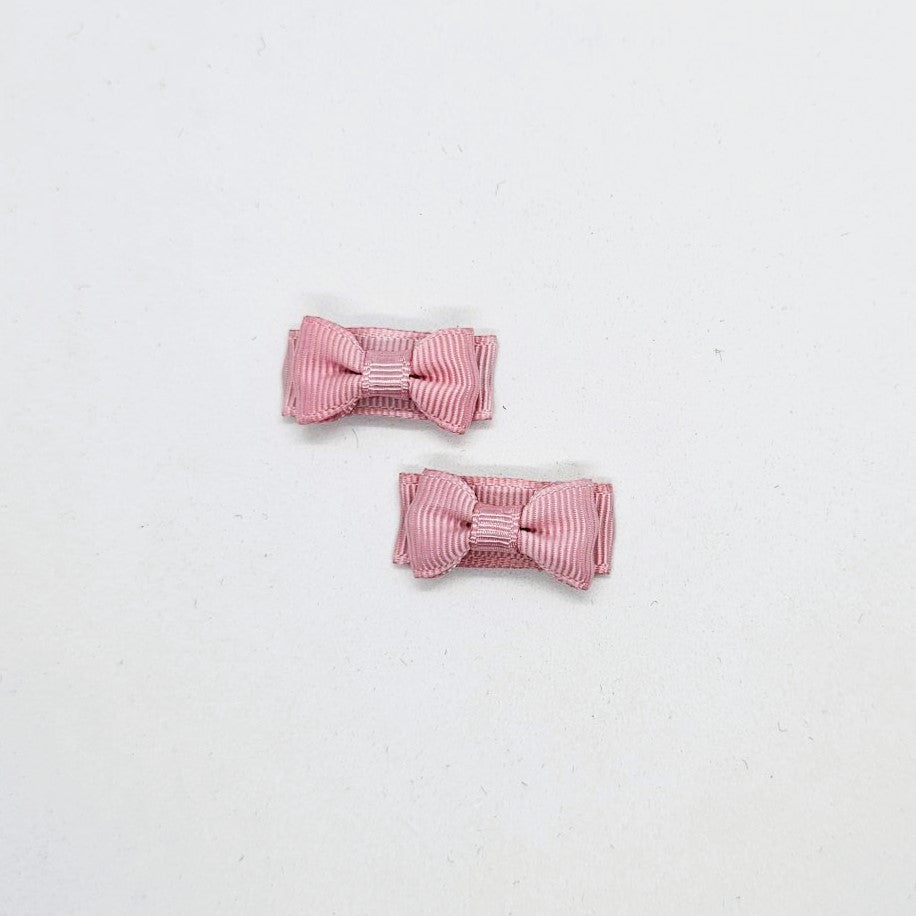 Micro Junior Grosgrain Bow Snap Clip - Pair