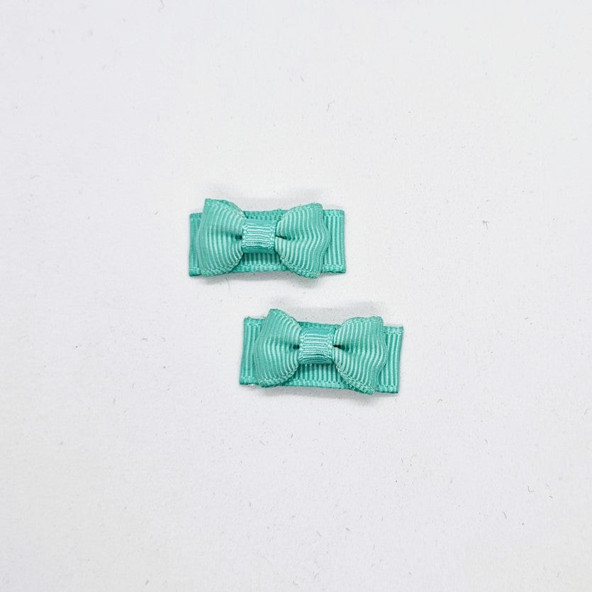 Micro Junior Grosgrain Bow Snap Clip - Pair