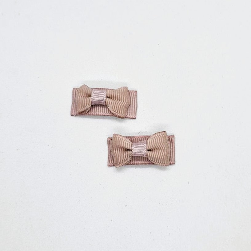 Micro Junior Grosgrain Bow Snap Clip - Pair