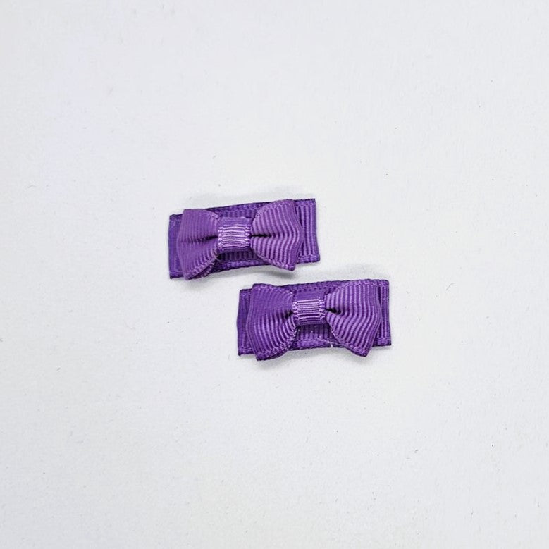 Micro Junior Grosgrain Bow Snap Clip - Pair